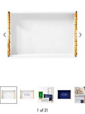 Mark & Graham White Vanity Tray with Bamboo-Style Gold Handles